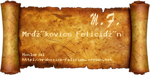 Mrákovics Felicián névjegykártya